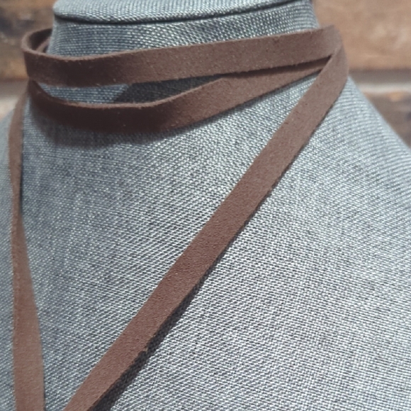 Large Statement Leather & Gold-Tone Heart Necklace – Double Strand Cord - Picture 11 of 14